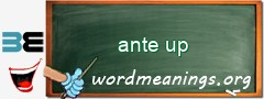 WordMeaning blackboard for ante up